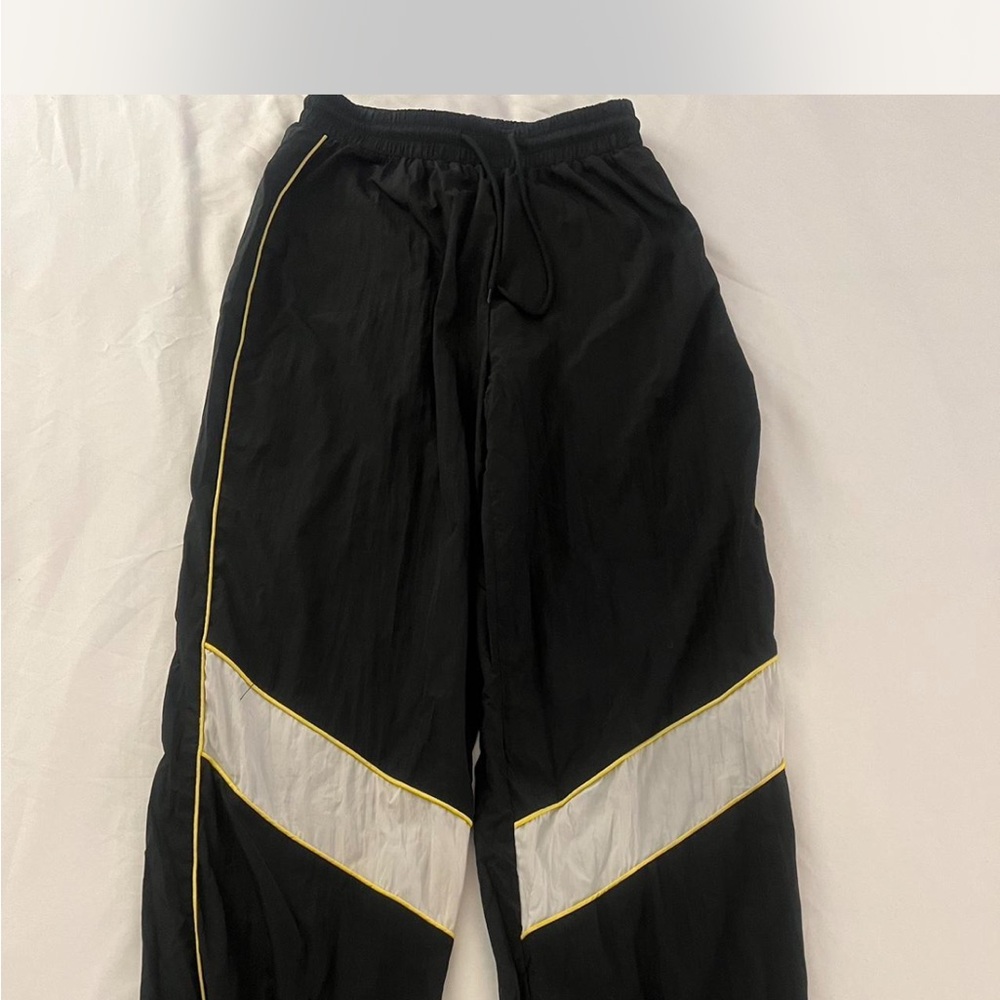 Missguided Black and White Joggers with Yellow Trim